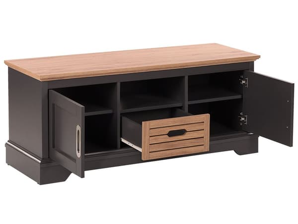 TV Bord Grå og Lyst Træ 50 x 120 x 40 cm Fjernsynsbord med Dør Skab Skuffe Hylde Opbevaring op til 52ʺ Stue Tilbehør Tvbænk