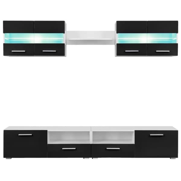 vidaXL TV-möbelset 5 delar med LED-belysning högglans svart