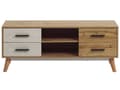 Pikkukuva 4 / 11: TV-taso vaalea puu MDF-levy pyökki 120 x 40 x 49 cm laatikoilla hyllyillä perinteinen tyyli