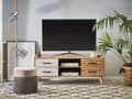 Pikkukuva 2 / 11: TV-taso vaalea puu MDF-levy pyökki 120 x 40 x 49 cm laatikoilla hyllyillä perinteinen tyyli