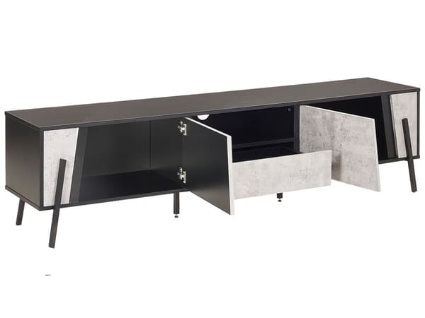 TV-Stander Betoneffekt Sorte Metalben 1 Skuffe 2 Skabe Industrielt Moderne Stil