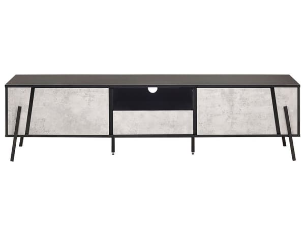 TV-Stander Betoneffekt Sorte Metalben 1 Skuffe 2 Skabe Industrielt Moderne Stil