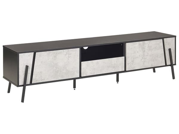 TV-Stander Betoneffekt Sorte Metalben 1 Skuffe 2 Skabe Industrielt Moderne Stil