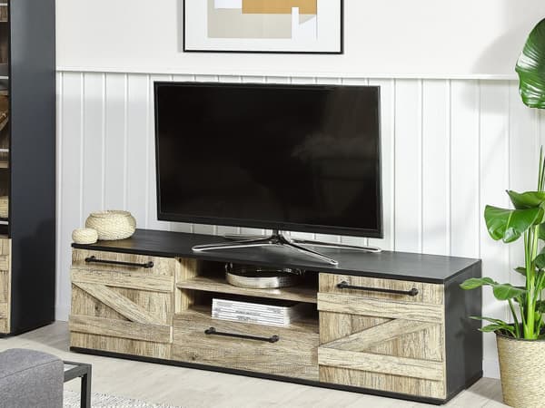TV-Stander Brun Sort Træ Spånplade 43 cm Lade Stil
