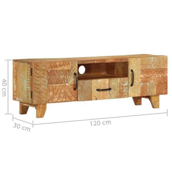 vidaXL Handsnidad TV-bänk 120x30x40 cm massivt återvunnet trä