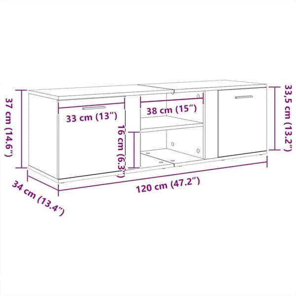 vidaXL TV-benk sonoma eik 120x34x37 cm konstruert tre