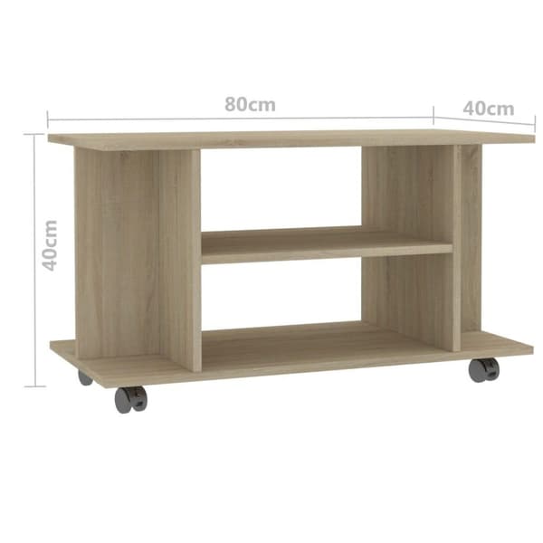 vidaXL tv-skab med hjul 80x40x45 cm konstrueret træ sonoma-eg