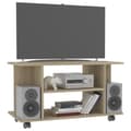 Miniatyrbillede 2 af 6: vidaXL tv-skab med hjul 80x40x45 cm konstrueret træ sonoma-eg