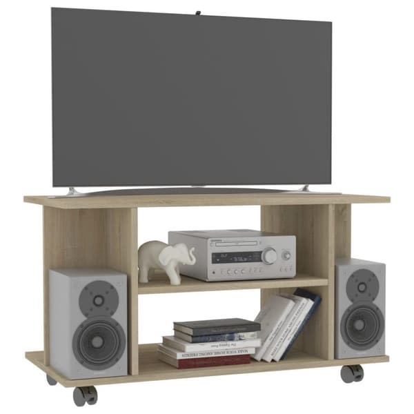 vidaXL tv-skab med hjul 80x40x45 cm konstrueret træ sonoma-eg
