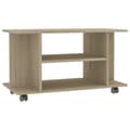 Miniatyrbillede 1 af 6: vidaXL tv-skab med hjul 80x40x45 cm konstrueret træ sonoma-eg