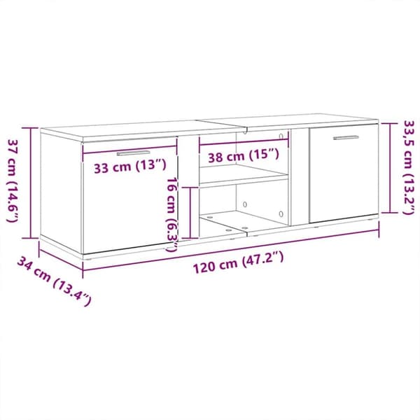 vidaXL tv-bord 120x34x37 cm konstrueret træ hvid