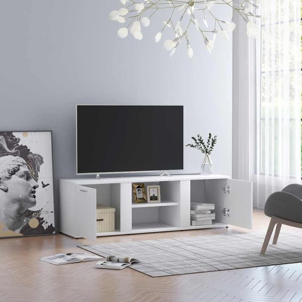 vidaXL tv-bord 120x34x37 cm konstrueret træ hvid