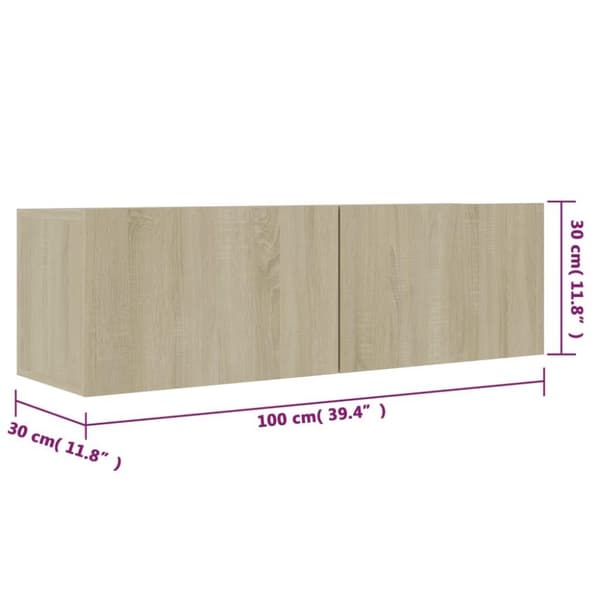 vidaXL TV-benk sonoma eik 100x30x30 cm konstruert tre