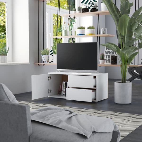vidaXL tv-bord 80x34x36 cm konstrueret træ hvid