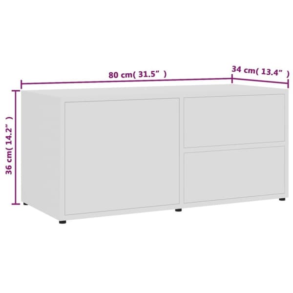 vidaXL tv-bord 80x34x36 cm konstrueret træ hvid