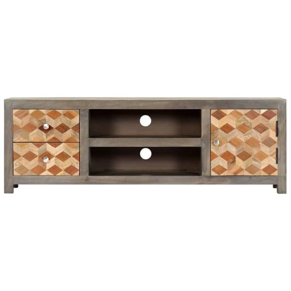 vidaXL TV-taso harmaa 120x30x40 cm täysi mangopuu