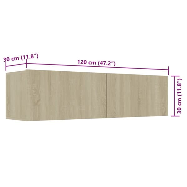 vidaXL TV-benk sonoma eik 120x30x30 cm konstruert tre