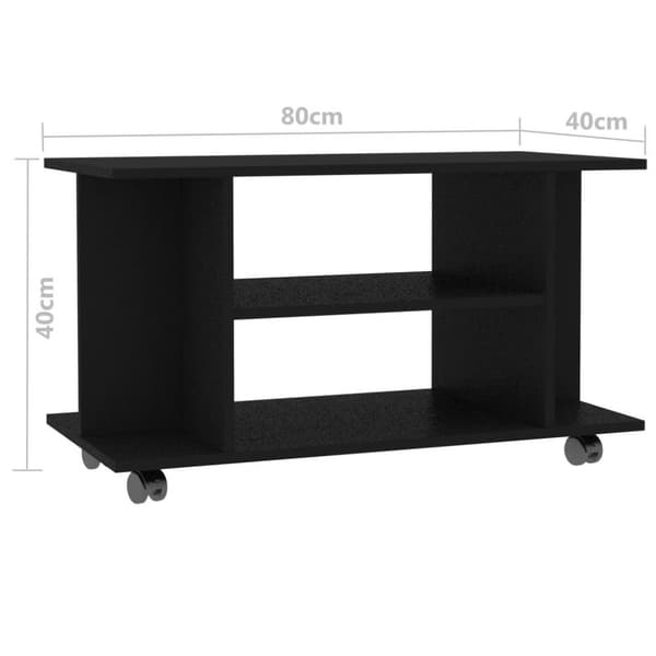 vidaXL TV-taso rullapyörillä musta 80x40x45 cm tekninen puu