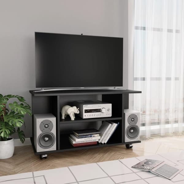 vidaXL TV-taso rullapyörillä musta 80x40x45 cm tekninen puu