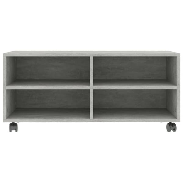 vidaXL TV-benk med hjul betonggrå 90x35x35 cm konstruert tre