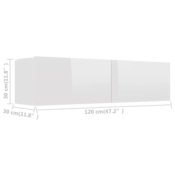 vidaXL Tv-bänk vit högglans 120x30x30 cm konstruerat trä