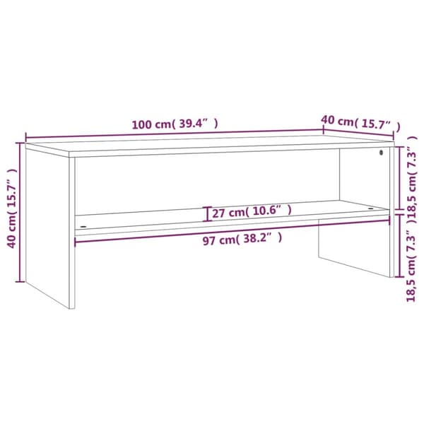 vidaXL TV-benk hvit 100x40x40 cm konstruert tre