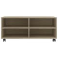 Miniatyrbilde 3 av 6: vidaXL TV-benk med hjul sonoma eik 90x35x35 cm sponplate