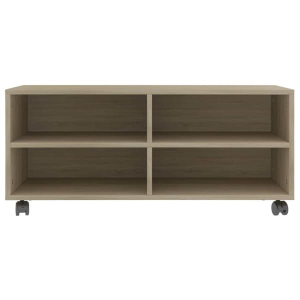 vidaXL TV-benk med hjul sonoma eik 90x35x35 cm sponplate