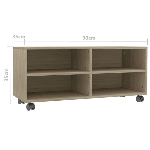 vidaXL TV-benk med hjul sonoma eik 90x35x35 cm sponplate