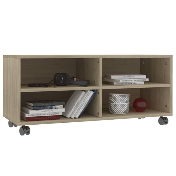 vidaXL TV-benk med hjul sonoma eik 90x35x35 cm sponplate