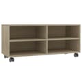 Miniatyrbilde 1 av 6: vidaXL TV-benk med hjul sonoma eik 90x35x35 cm sponplate