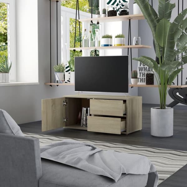 vidaXL TV-benk sonoma eik 80x34x36 cm konstruert tre
