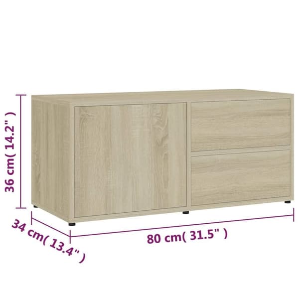 vidaXL TV-benk sonoma eik 80x34x36 cm konstruert tre