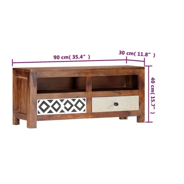 vidaXL TV-bänk 90x30x40 cm massivt sheshamträ