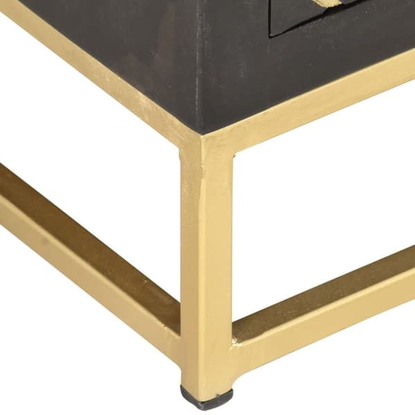 vidaXL tv-skab 120x30x40 cm massivt mangotræ sort og guldfarvet