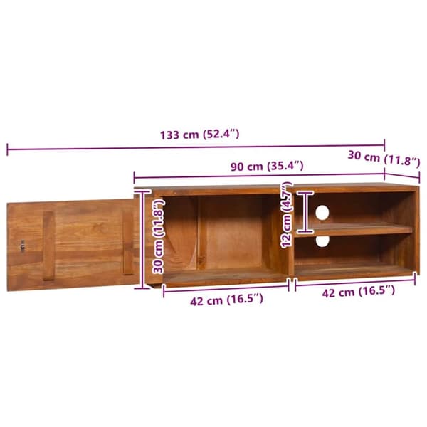 vidaXL væghængt tv-skab 90x30x30 cm massivt teaktræ