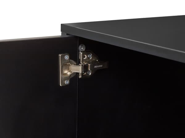 TV bänk Svart med Guld för upp till 75ʺ TV Metallben med Byrå och Hyllor Kabelorganisering Förvaring
