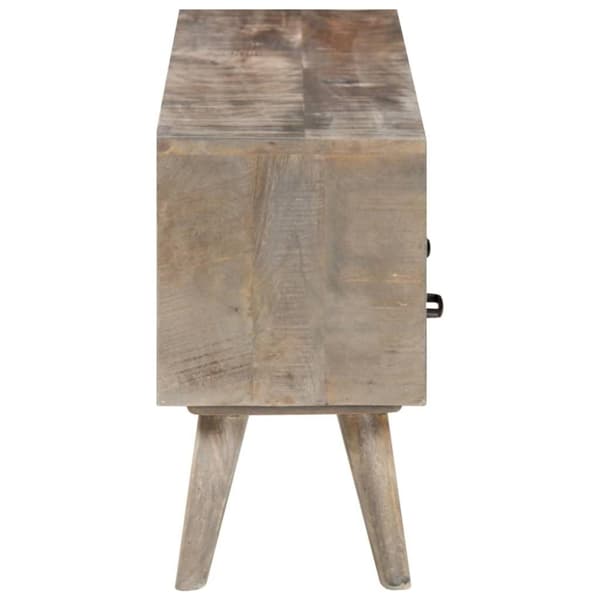 vidaXL TV-bänk grå 130x35x51 cm massivt grovt mangoträ