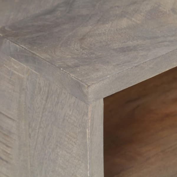 vidaXL TV-bänk grå 130x35x51 cm massivt grovt mangoträ