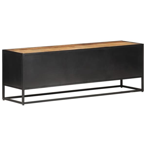 vidaXL TV-bänk 120x30x40 cm massivt grovt mangoträ och naturlig rotting