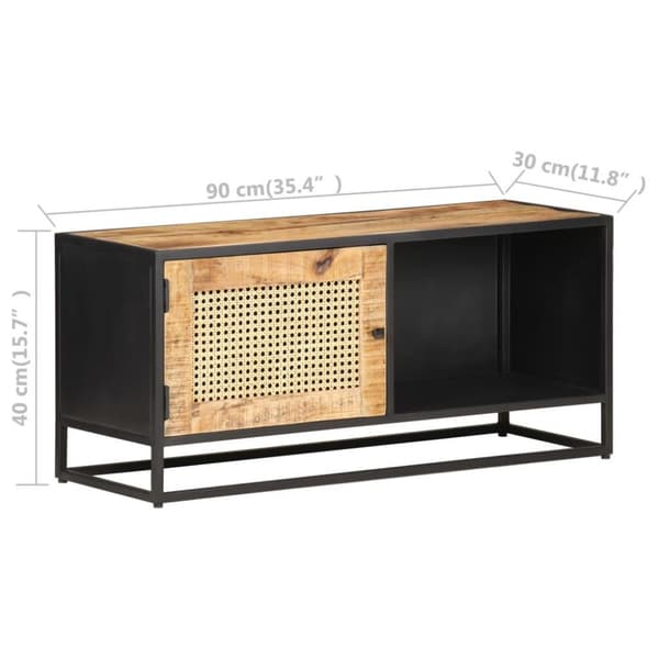 vidaXL TV-benk 90x30x40 cm grovt mangotre med naturlig stokk