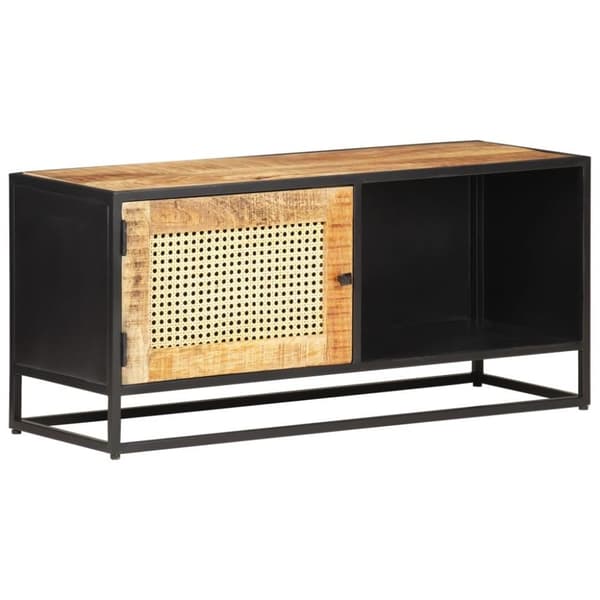 vidaXL TV-benk 90x30x40 cm grovt mangotre med naturlig stokk