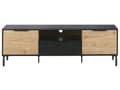 Miniatyrbillede 6 af 10: TV-bord sort med let træspånplade metalben til TV op til 70'' med skuffeopbevaringsfunktion