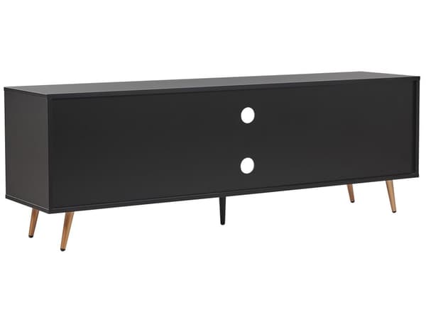 TV-Stander Sort med Gylden Ben op til 75ʺ TV-Metalben med Skabe Hylder Kabelstyring Opbevaring