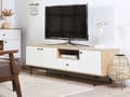 Miniatyrbillede 4 af 9: TV-Stander Lyst Træ med Hvidt Træ Skuffeskabe Hylder Kabelstyring