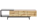 Miniatyrbild 5 av 10: TV-bänk Svart och Ljusträ MDF-trä 160 cm upp till 70ʺ Hyllor Lådor Modern Design