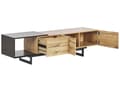 Miniatyrbillede 4 af 10: TV-Stander Lyst Træ og Sort MDF 160 cm Op til 70ʺ Skuffer Hylder Moderne Design