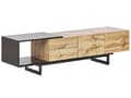 Miniatyrbillede 1 af 10: TV-Stander Lyst Træ og Sort MDF 160 cm Op til 70ʺ Skuffer Hylder Moderne Design