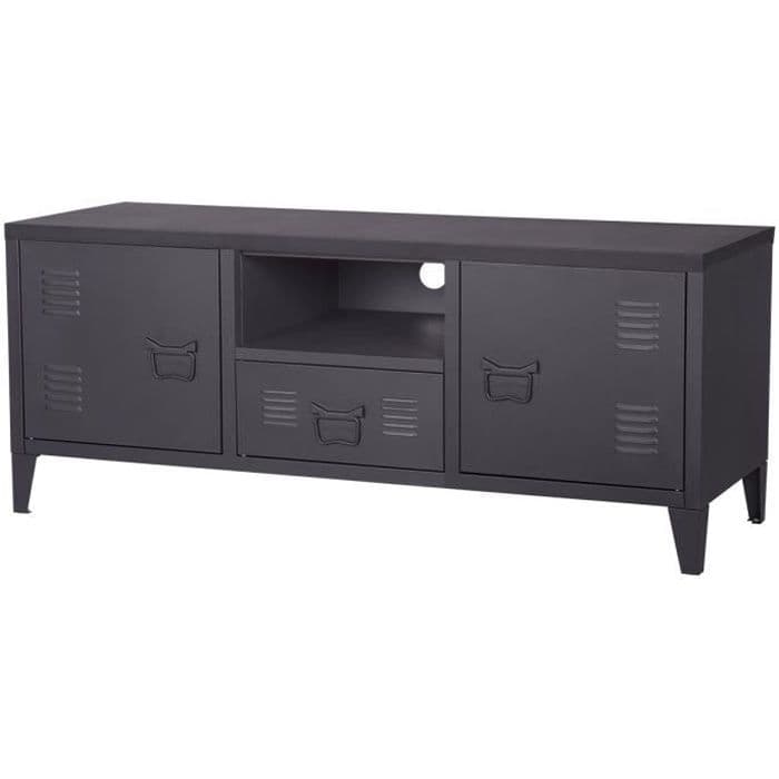 TV-skåp med 2 stora dörrar 1 liten dörr 1 förvaringsutrymme - Metall - MODULO