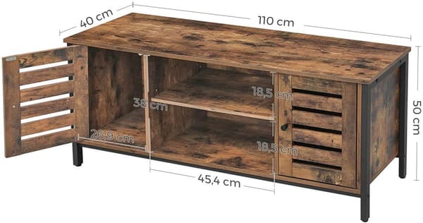 TV-stativ / TV-bänk med hyllor, förvaringsskåp Industriellstil 110x40x50 cm